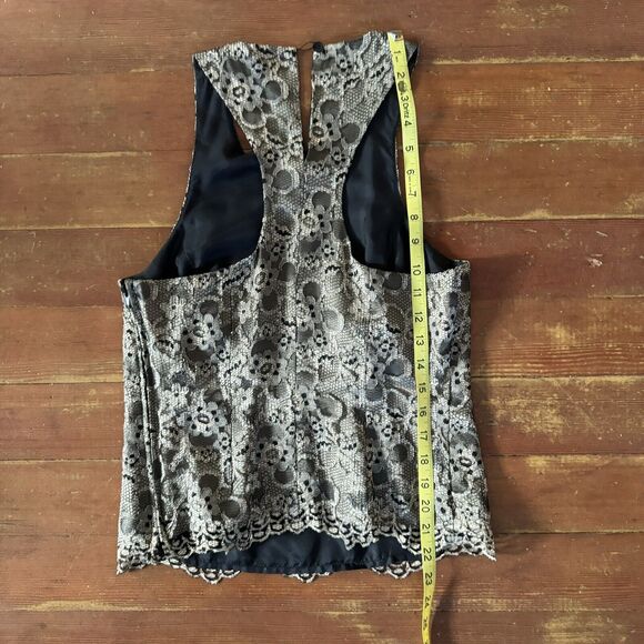 VTG 90s BEBE Black Mesh Gold Floral Lace Corset Cami Whimsigoth Fairy Tank Top S - Picture 7 of 13